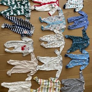 3) BABY BOY 3 month SLEEPERS / pajamas / onesies